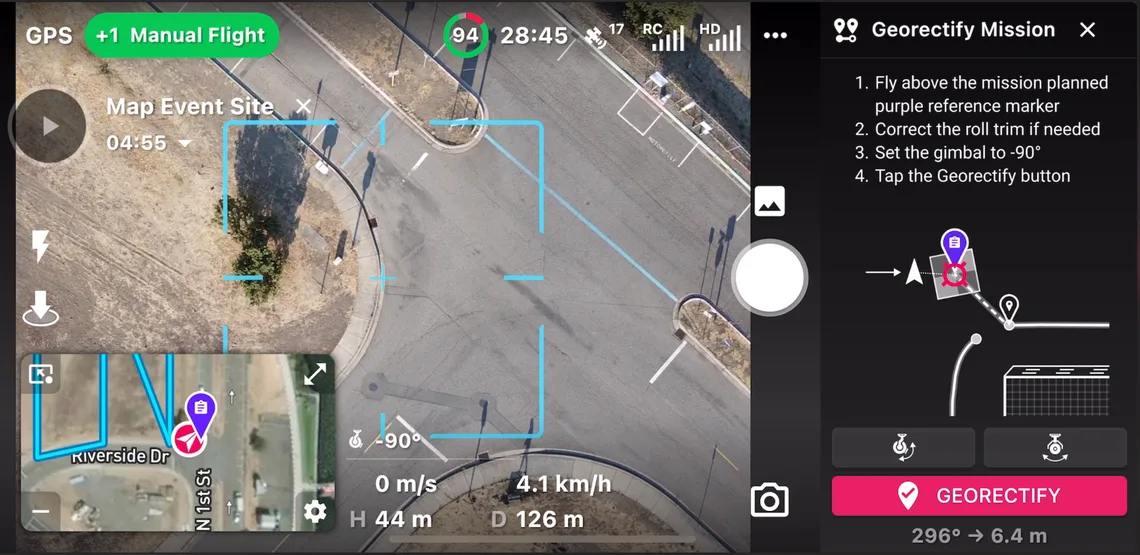 Georectifying a mapping mission over a site