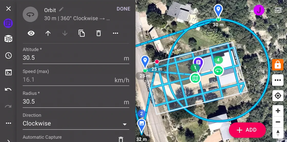 Planning a mission on a mobile device